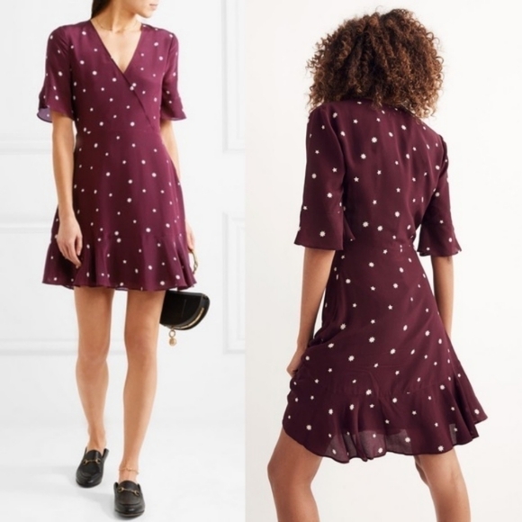 Madewell Dresses & Skirts - MADEWELL Silk Burgundy Star Print Dress